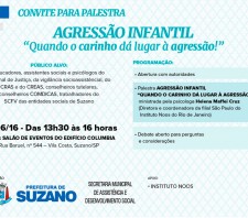 Prefeitura realiza nesta sexta-feira palestra sobre Agressão Infantil