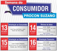 “Semana do Consumidor” do Procon de Suzano-SP acontece de 13 a 16 de março