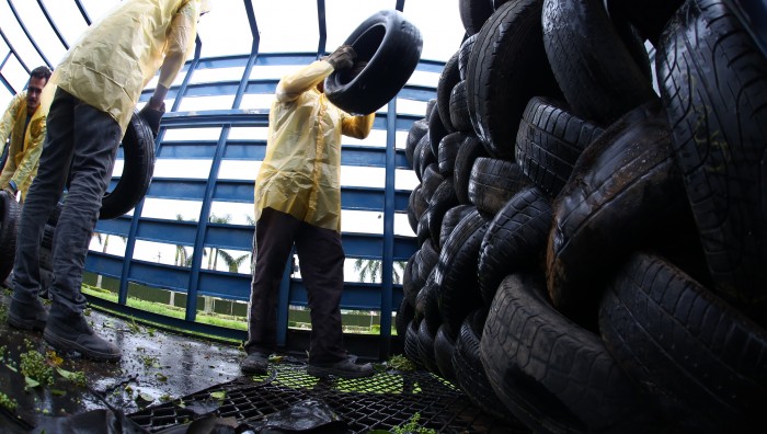 Secretaria do Meio Ambiente de Suzano-SP recolhe mais de 2 mil pneus para reciclagem