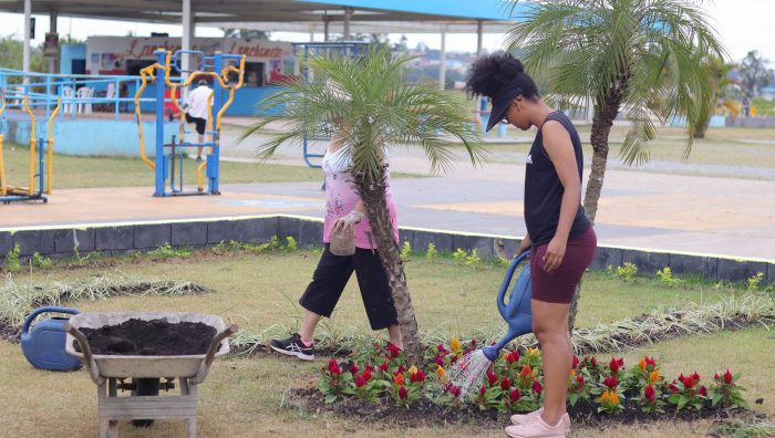 Alunos do curso de Jardinagem revitalizam monumento de Zumbi dos Palmares