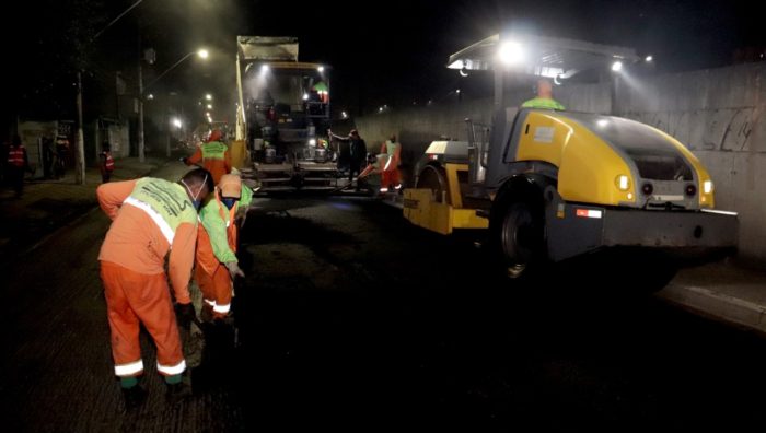 Prefeito vistoria obra de recuperação asfáltica na avenida Paul Percy Harris