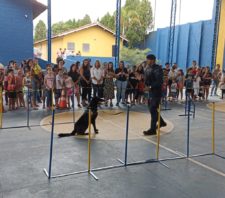 Canil da GCM de Suzano se apresenta em escola de Poá e prefeita prestigia evento