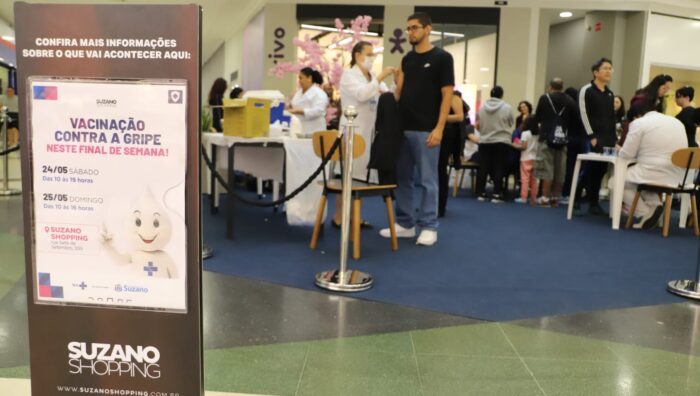 Saúde aplica 2.612 doses de vacina contra a gripe em mutirão no Suzano Shopping